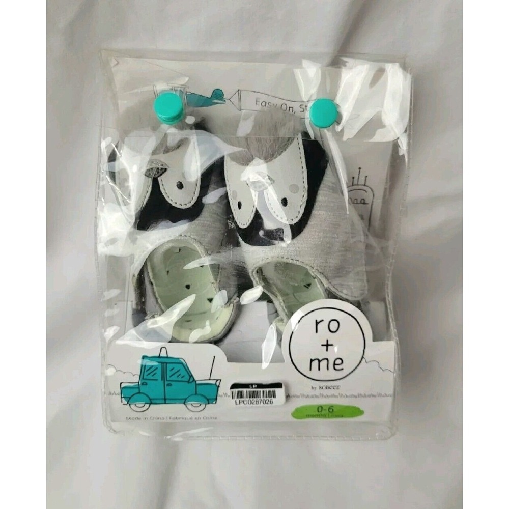 Ro+Me By Robeez Baby Slip On Crib Shoes Gray Penguin Booties Size 0-6 Mos NEW